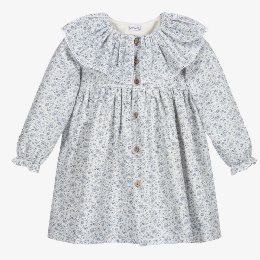 Blue FLORAL COTTON DRESS